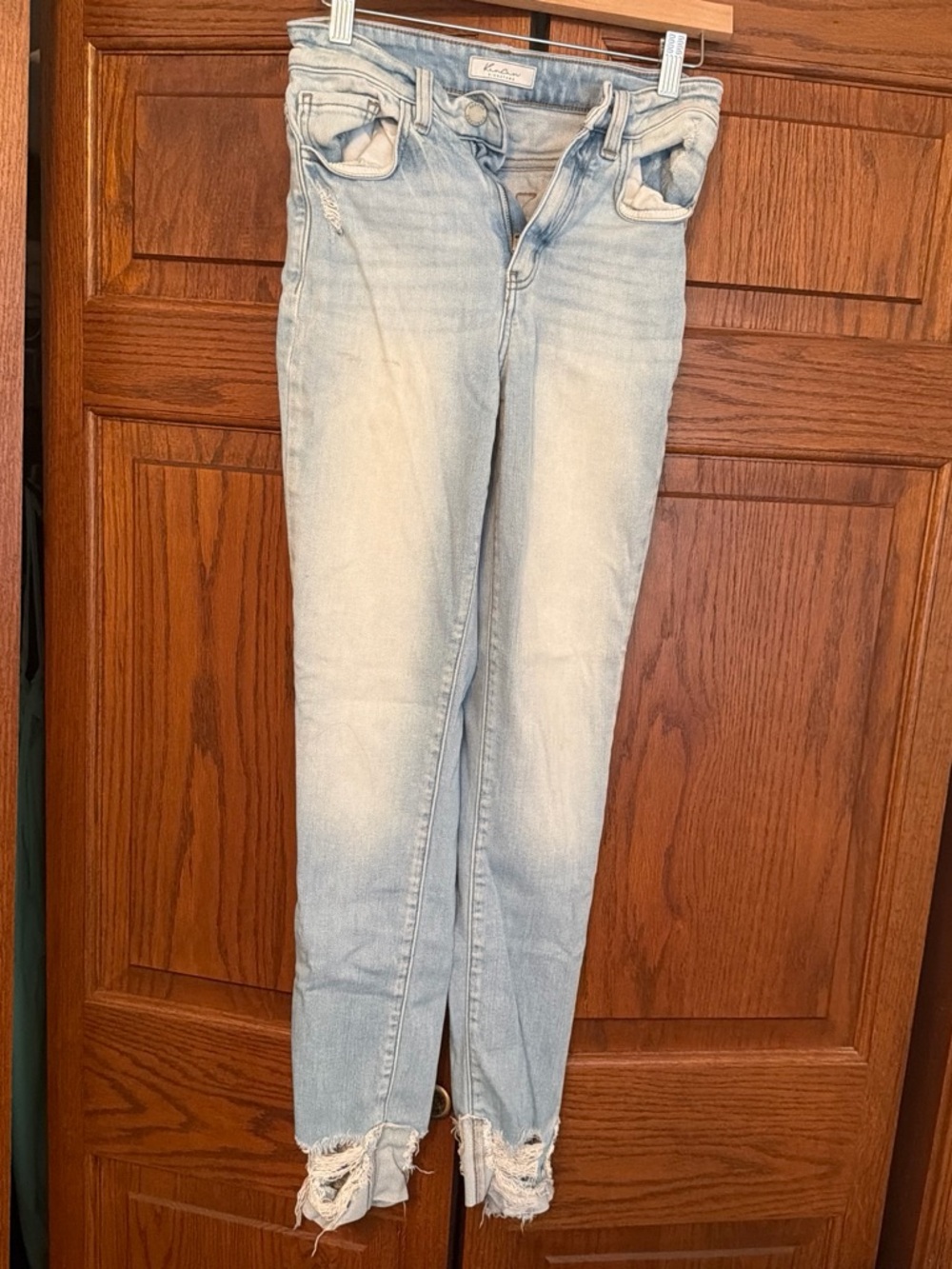 KanCan Light Blue Skinny Jeans with Distressed Hem